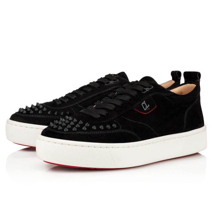 Christian Louboutin Happyrui Spikes 000 Mat Veau Velours Sneakers Muške Patike Crne | RS-37235