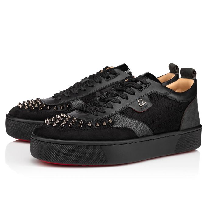 Christian Louboutin Happyrui Spikes Version Creative Fabric Sneakers Muške Patike Crne | RS-76020