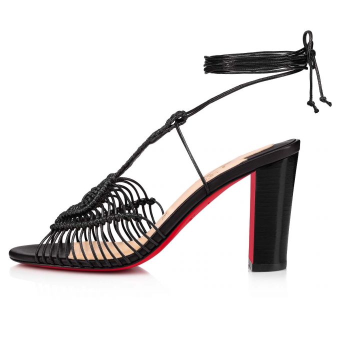 Christian Louboutin Janis In Heels 85 Lucido Calf Sandals Ženske Sandale Crne | RS-66822