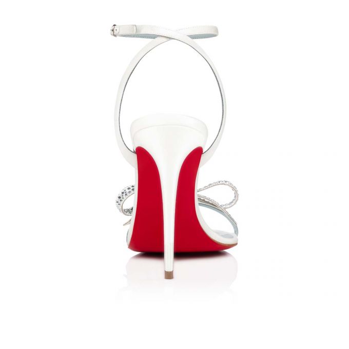 Christian Louboutin Jewel Queen 100 Crepe Satin/Fabric Sandals Ženske Sandale Bijele Crvene | RS-64837