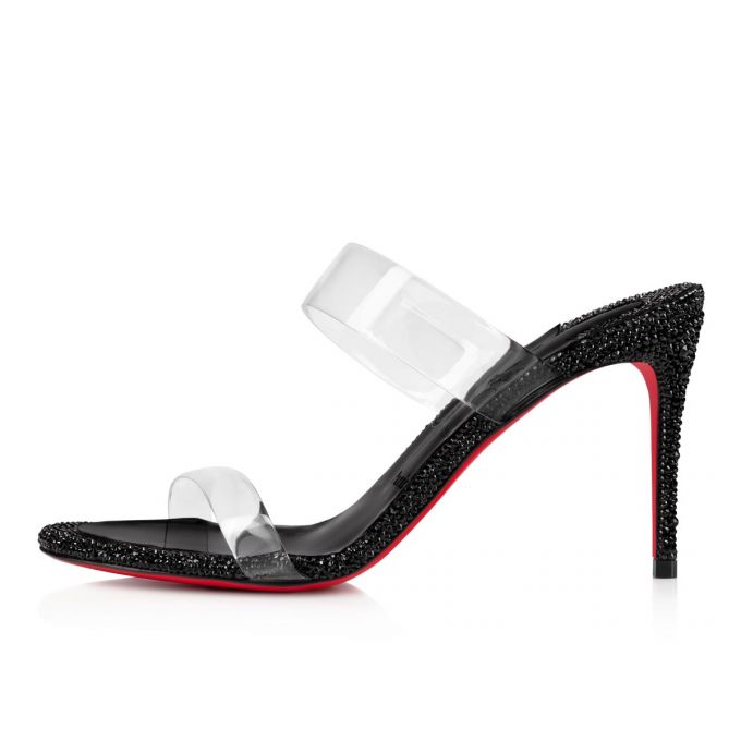 Christian Louboutin Just Strass 85 Strass Sandals Ženske Sandale Crne | RS-91692