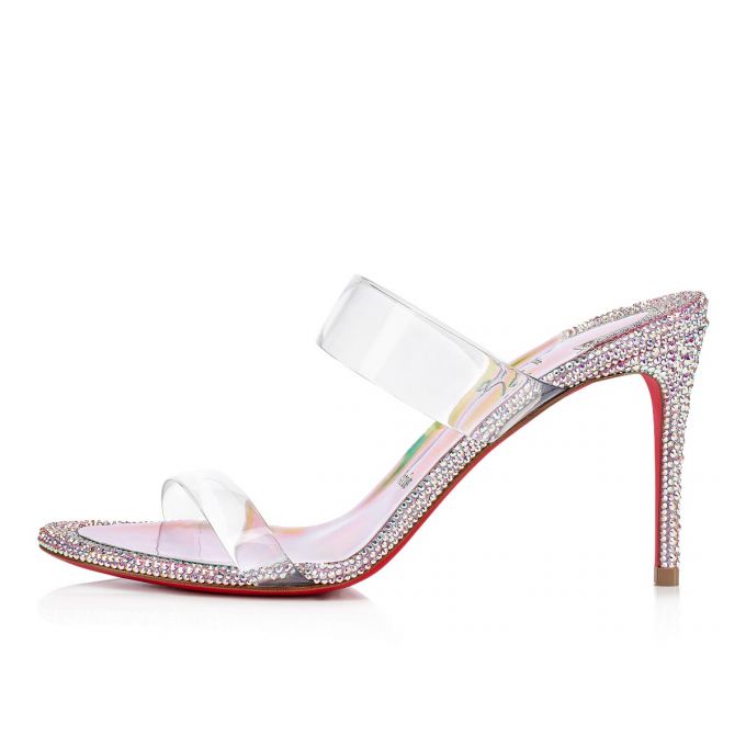 Christian Louboutin Just Strass 85 Suede Mules Ženske Mules Roze Visebojne | RS-25777