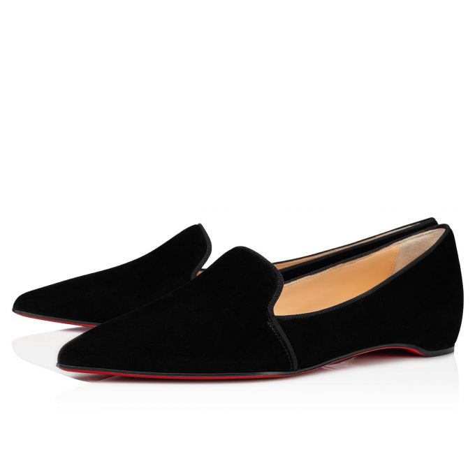 Christian Louboutin Kashasha Veau Velours Flats Ženske Flats Crne | RS-43994