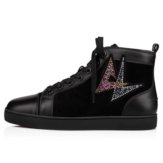 Christian Louboutin Lou Oui Veau Velours Sneakers Muške Patike Crne | RS-38734