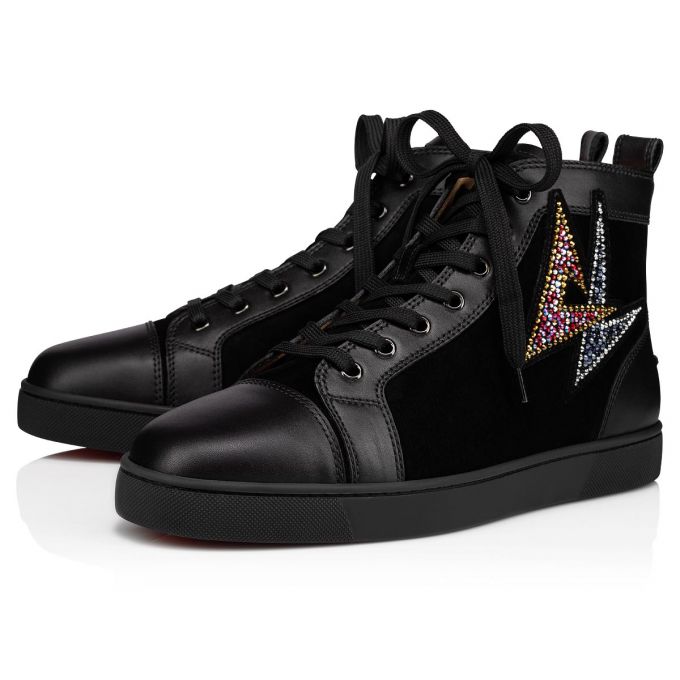 Christian Louboutin Lou Oui Veau Velours Sneakers Muške Patike Crne | RS-38734