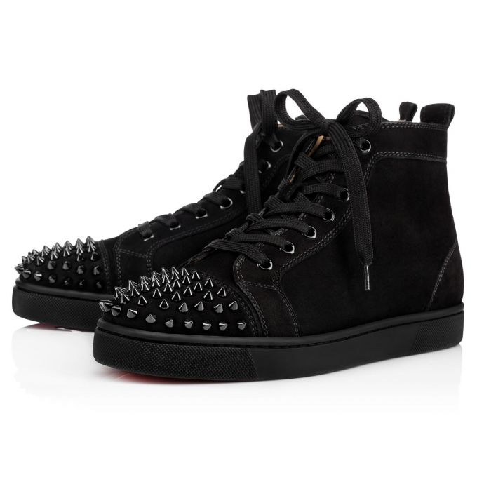 Christian Louboutin Lou Spikes 000 Suede Sneakers Muške Patike Crne | RS-65151