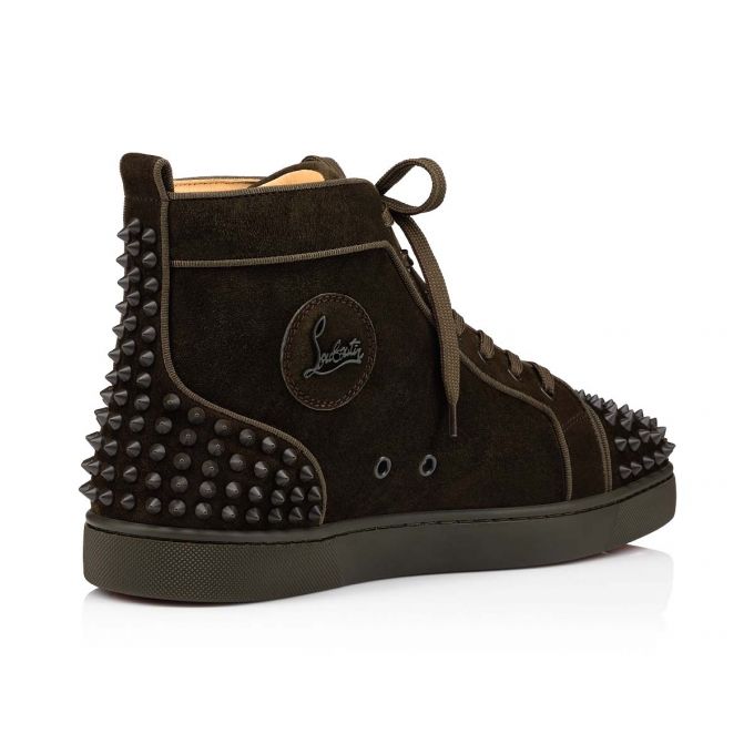 Christian Louboutin Lou Spikes 2 000 Mat Veau Velours Sneakers Muške Patike Čokoladne | RS-63047