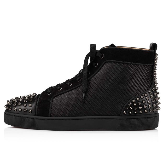 Christian Louboutin Lou Spikes 2 Cotton Sneakers Muške Patike Crne | RS-51691