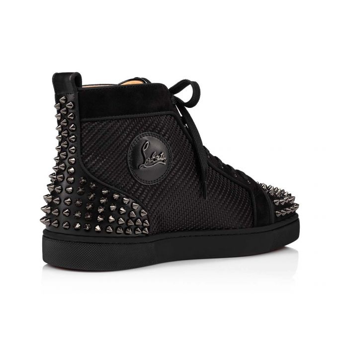 Christian Louboutin Lou Spikes 2 Cotton Sneakers Muške Patike Crne | RS-51691