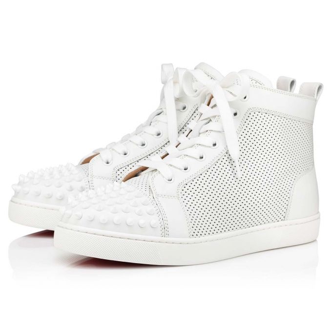 Christian Louboutin Lou Spikes Calf Sneakers Ženske Patike Bijele | RS-32319