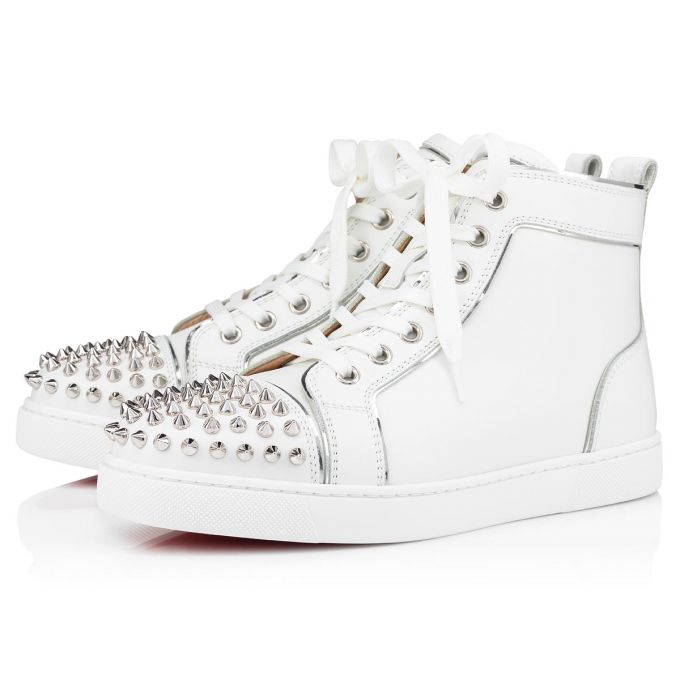 Christian Louboutin Lou Spikes Calf Sneakers Ženske Patike Bijele Srebrne | RS-68717