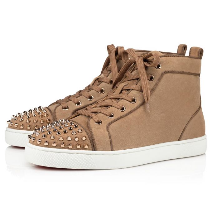 Christian Louboutin Lou Spikes Orla 000 Metal Veau Velours Sneakers Muške Patike Smeđe | RS-81192