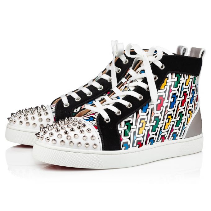 Christian Louboutin Lou Spikes Orlato Calf Sneakers Muške Patike Visebojne Srebrne | RS-58572