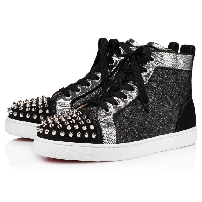 Christian Louboutin Lou Spikes Orlato Version Veau Velours Sneakers Ženske Patike Crne | RS-49678