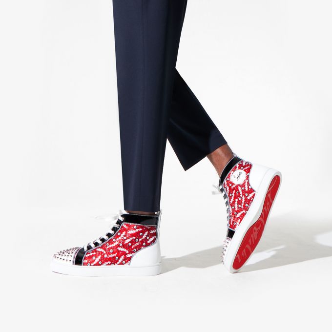 Christian Louboutin Lou Spikes Orlato Version Creative Fabric Sneakers Muške Patike Crvene | RS-68961