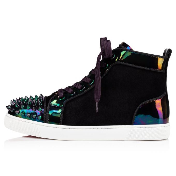 Christian Louboutin Lou Spikes Version Veau Velours Sneakers Ženske Patike Crne | RS-24476