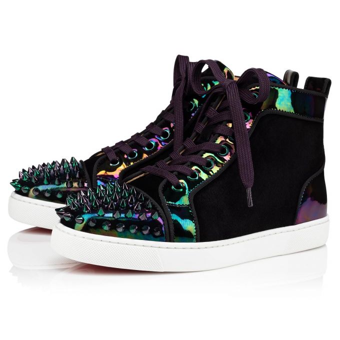 Christian Louboutin Lou Spikes Version Veau Velours Sneakers Ženske Patike Crne | RS-24476