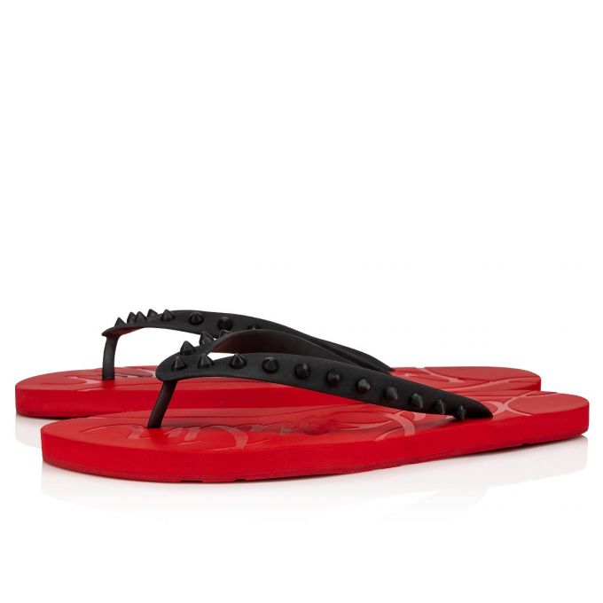 Christian Louboutin Loubi Flip 000 Pvc Sandals Muške Espadrilles & Sandals Crne Crvene | RS-29953