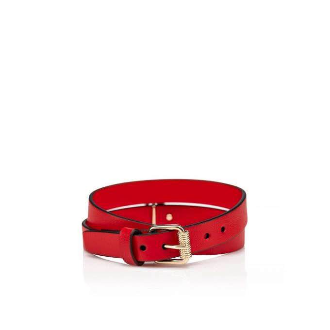 Christian Louboutin Loubilink Classic Koža Bracelets Ženske Bracelets Crvene Zlatne | RS-95408