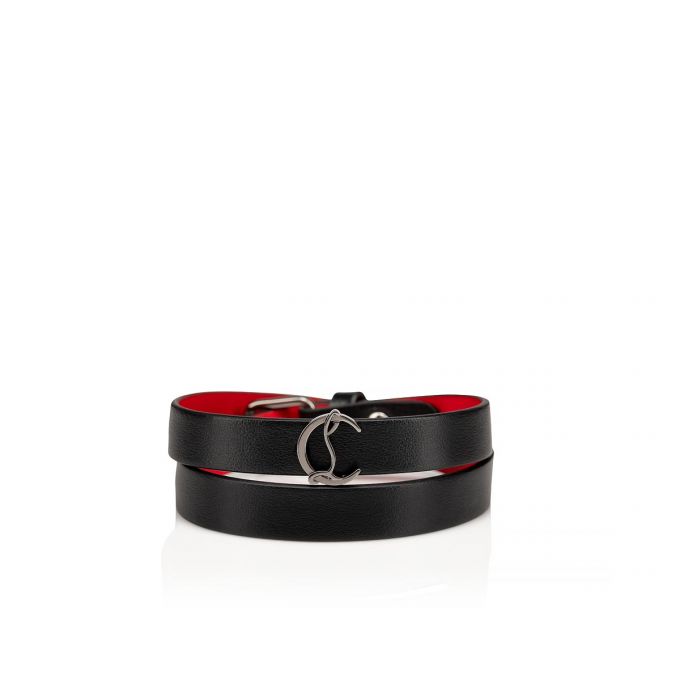 Christian Louboutin Loubilink Logo Bracelet Double Classic Koža Bracelets Ženske Bracelets Crne | RS-00777