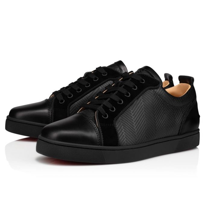 Christian Louboutin Louis Junior Creative Koža Sneakers Muške Patike Crne | RS-60745