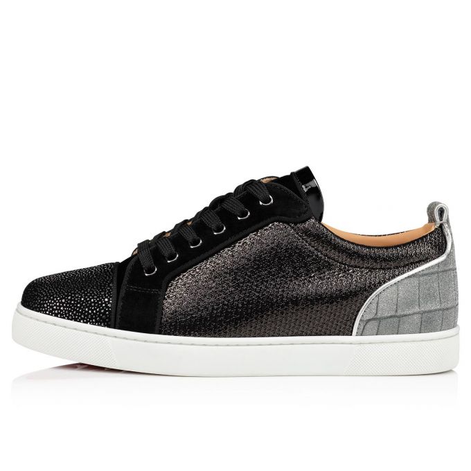 Christian Louboutin Louis Junior Orlato Creative Koža Sneakers Muške Patike Crne Srebrne | RS-85091