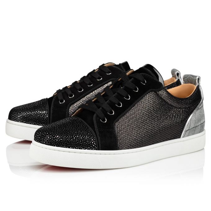 Christian Louboutin Louis Junior Orlato Creative Koža Sneakers Muške Patike Crne Srebrne | RS-85091