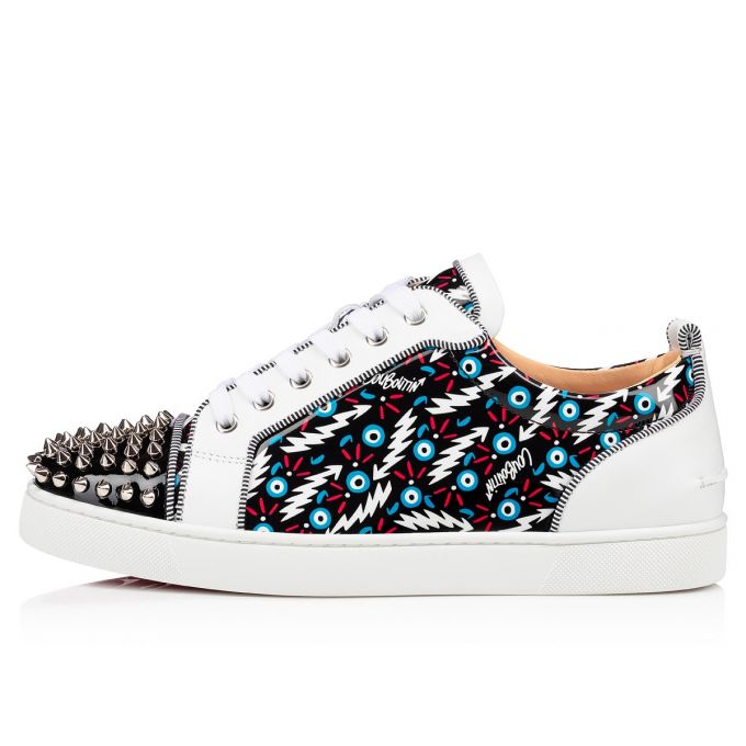 Christian Louboutin Louis Junior Spikes Orlato Creative Koža Sneakers Muške Patike Crne Bijele | RS-24748