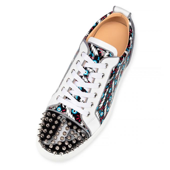 Christian Louboutin Louis Junior Spikes Orlato Creative Koža Sneakers Muške Patike Crne Bijele | RS-24748