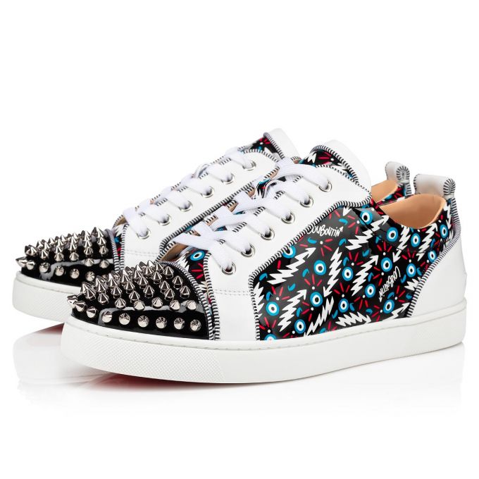 Christian Louboutin Louis Junior Spikes Orlato Creative Koža Sneakers Muške Patike Crne Bijele | RS-24748