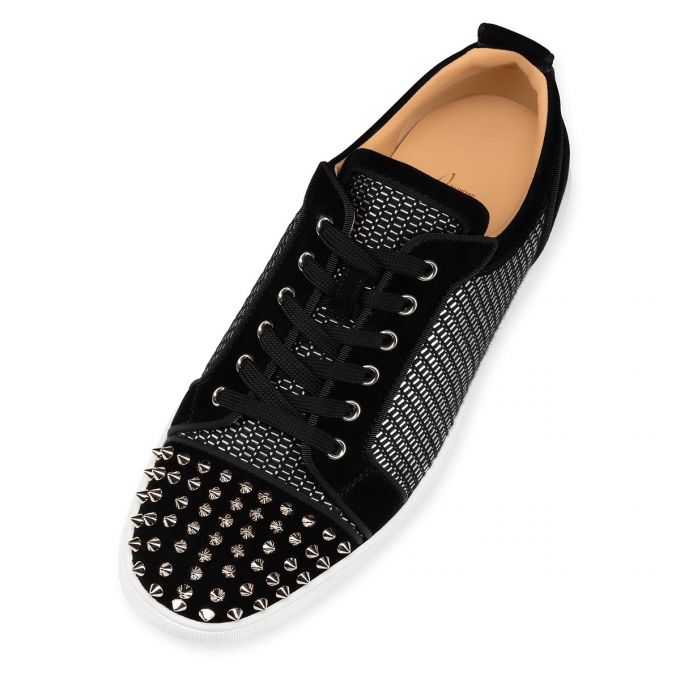 Christian Louboutin Louis Junior Spikes Orlato Cotton Sneakers Muške Patike Crne Srebrne | RS-45731