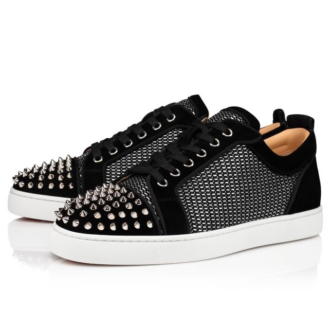 Christian Louboutin Louis Junior Spikes Orlato Cotton Sneakers Muške Patike Crne Srebrne | RS-45731