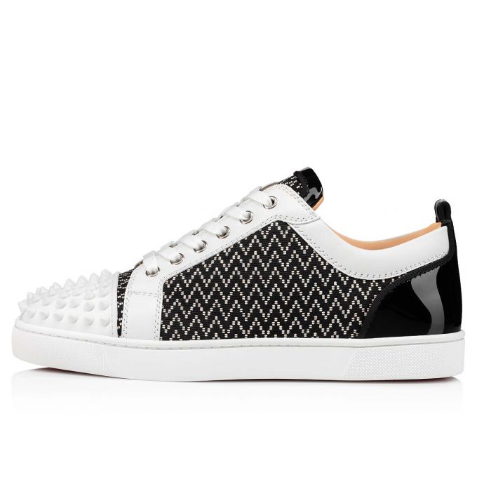 Christian Louboutin Louis Junior Spikes Orlato Cotton Sneakers Muške Patike Bijele Crne | RS-84802