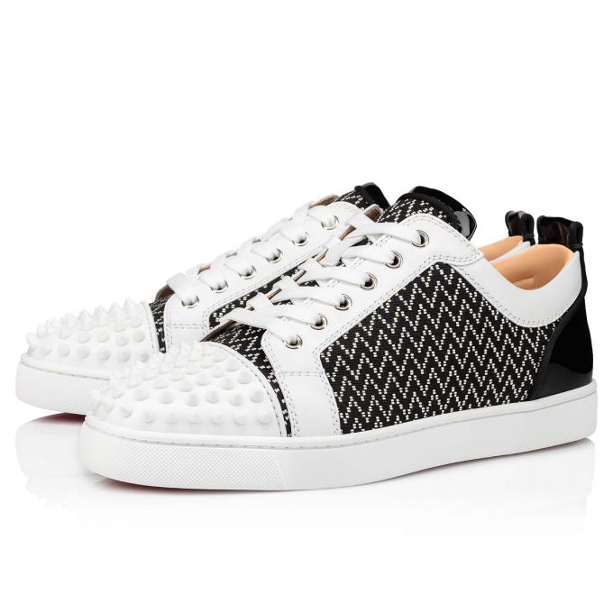 Christian Louboutin Louis Junior Spikes Orlato Cotton Sneakers Muške Patike Bijele Crne | RS-84802