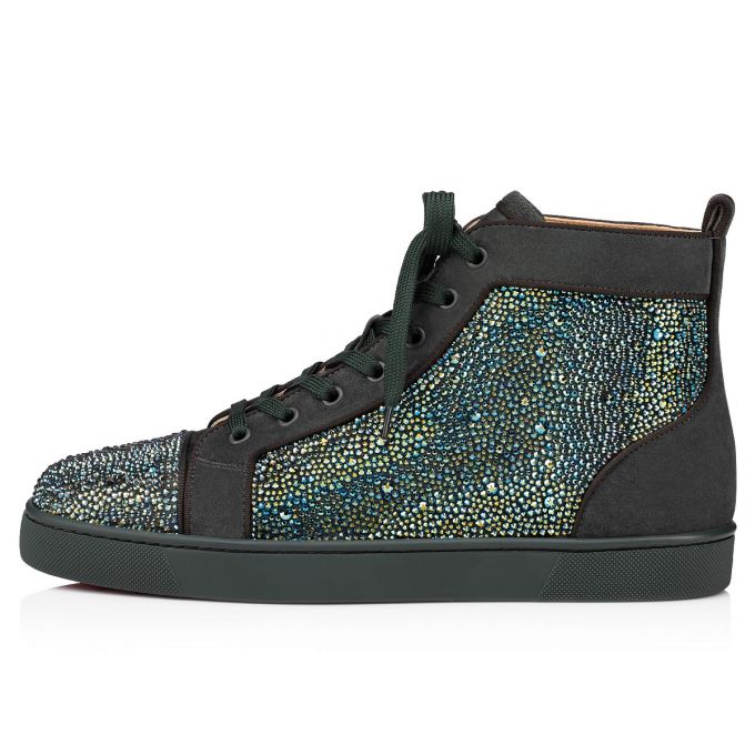 Christian Louboutin Louis Orlato 000 Tsar/Cry Irid Green Strass Sneakers Muške Patike Tamno Sive Visebojne | RS-21448