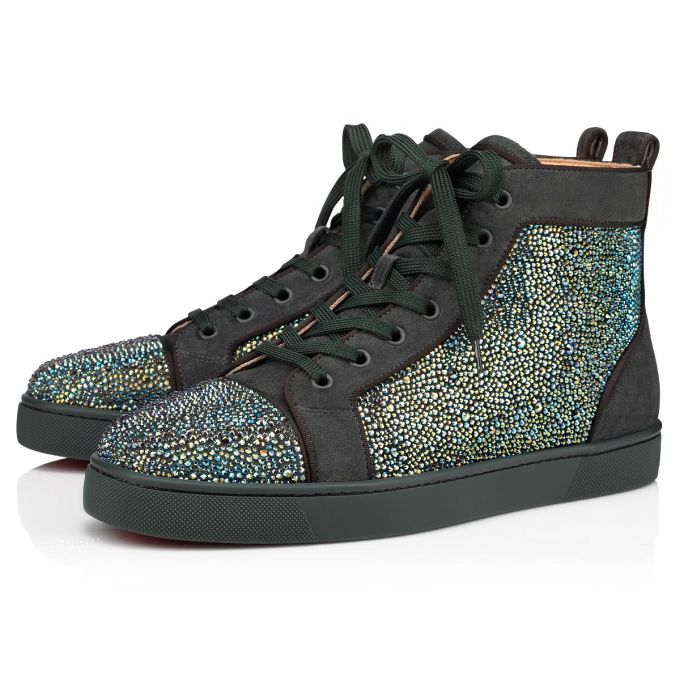 Christian Louboutin Louis Orlato 000 Tsar/Cry Irid Green Strass Sneakers Muške Patike Tamno Sive Visebojne | RS-21448