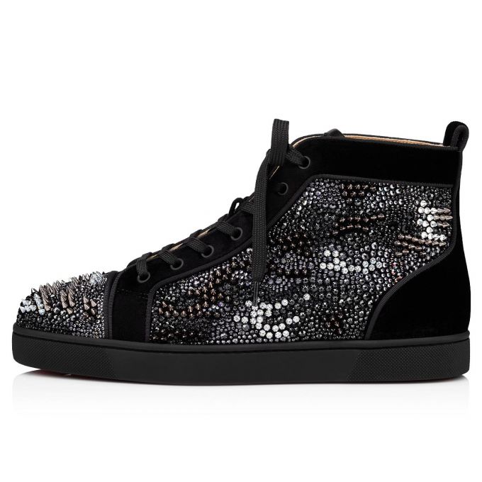 Christian Louboutin Louis Orlato Bling Bang Version Strass Sneakers Muške Patike Crne | RS-66563