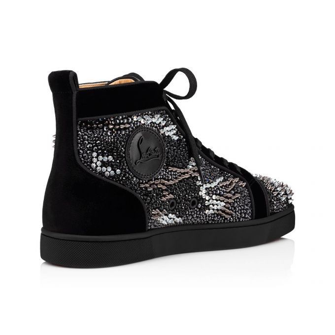 Christian Louboutin Louis Orlato Bling Bang Version Strass Sneakers Muške Patike Crne | RS-66563