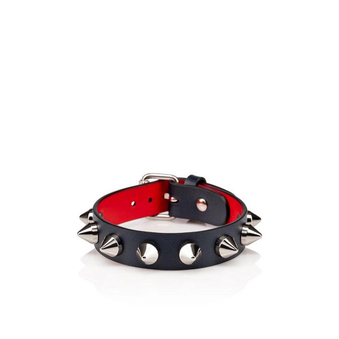 Christian Louboutin M Loubilink Bracelet 15 Calf P Bracelets Muške Bracelets Tamnoplave Srebrne | RS-55918