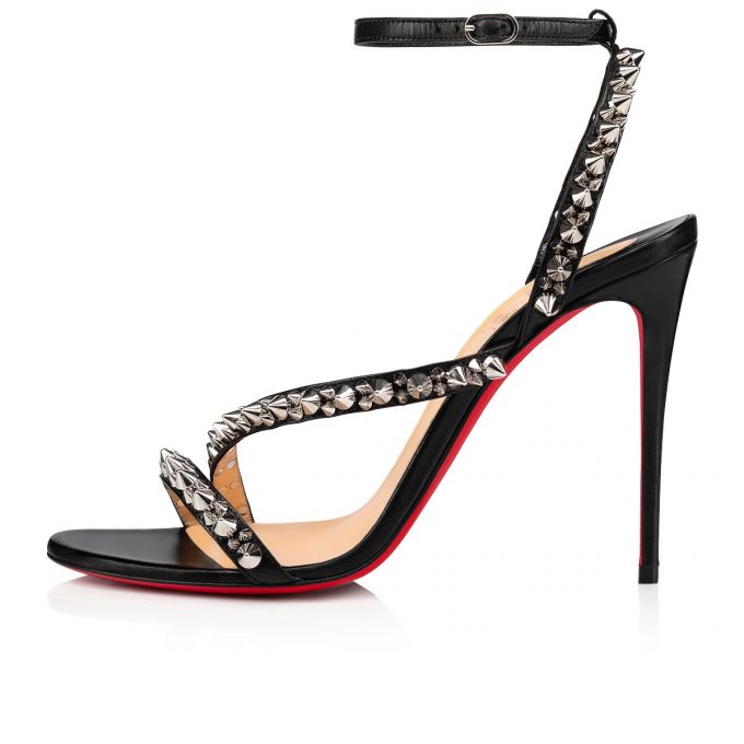 Christian Louboutin Mafaldina Spikes 100 Sandals Ženske Sandale Crne Srebrne | RS-15288