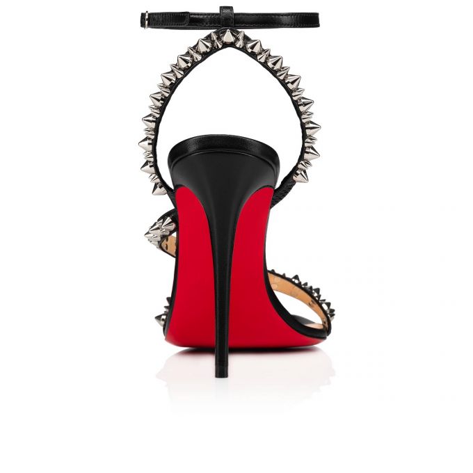 Christian Louboutin Mafaldina Spikes 100 Sandals Ženske Sandale Crne Srebrne | RS-15288