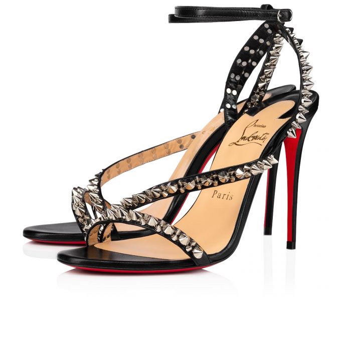 Christian Louboutin Mafaldina Spikes 100 Sandals Ženske Sandale Crne Srebrne | RS-15288