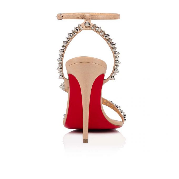 Christian Louboutin Mafaldina Spikes 100 Nappa Sandals Ženske Sandale Bež Srebrne | RS-48031