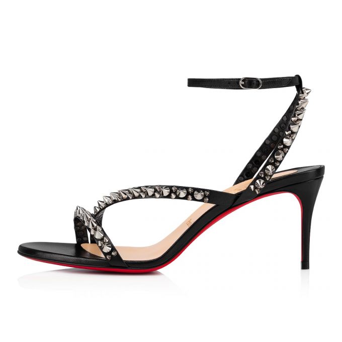 Christian Louboutin Mafaldina Spikes 70 T Strap Ženske T Strap Crne Srebrne | RS-10463