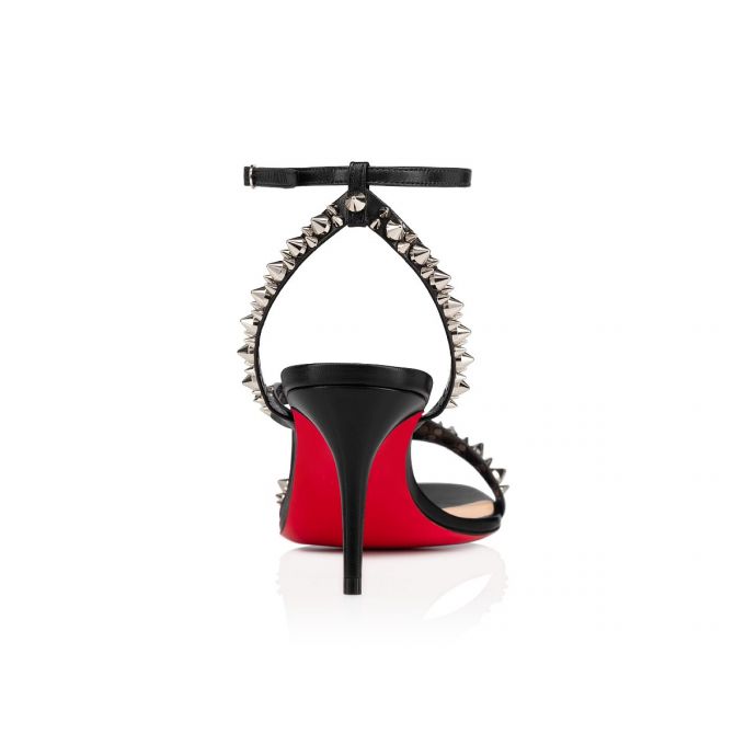 Christian Louboutin Mafaldina Spikes 70 T Strap Ženske T Strap Crne Srebrne | RS-10463