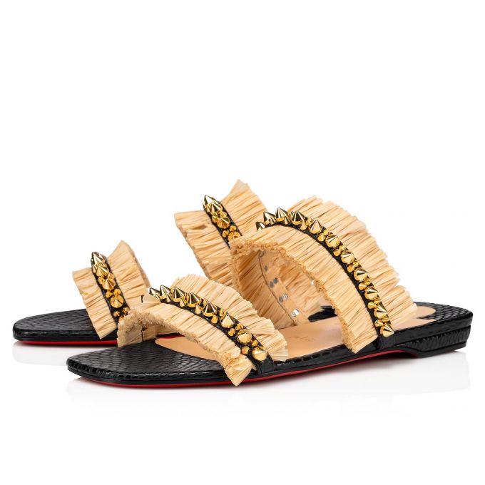 Christian Louboutin Marivodou Calf Sandals Ženske Sandale Crne Bež | RS-02446