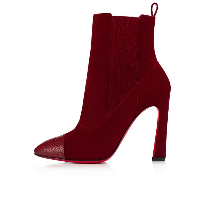 Christian Louboutin Me In The 90s 100 Tanin Veau Velours Boots Ženske Čizme Bordo | RS-02762