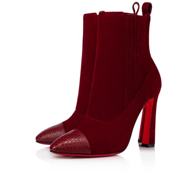 Christian Louboutin Me In The 90s 100 Tanin Veau Velours Boots Ženske Čizme Bordo | RS-02762