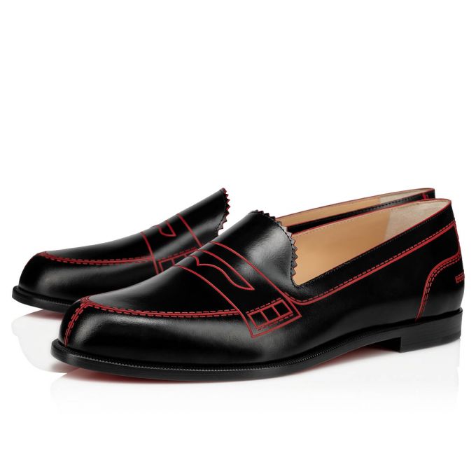 Christian Louboutin Mocalaureat 000 Calf Flats Ženske Flats Crne Crvene | RS-25535