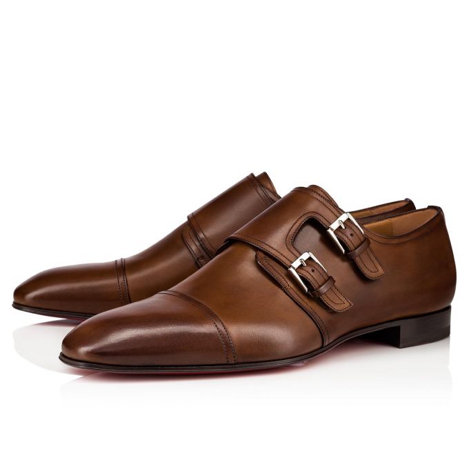 Christian Louboutin Mortimer 000 Havane Calf Monk Straps Muške Monk Straps Smeđe | RS-74127